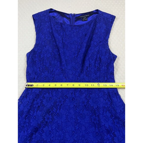 French Connection Lace Mini Dress Skater Fit And Flare | Royal Blue | Size 6 M - Picture 9 of 11